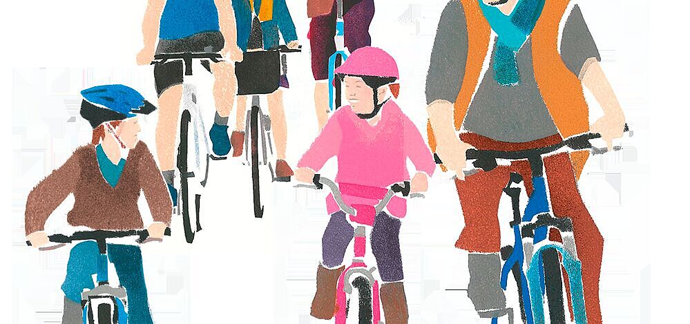 Radfahren Gruppe Illustration Radfahren Gruppe Illustration